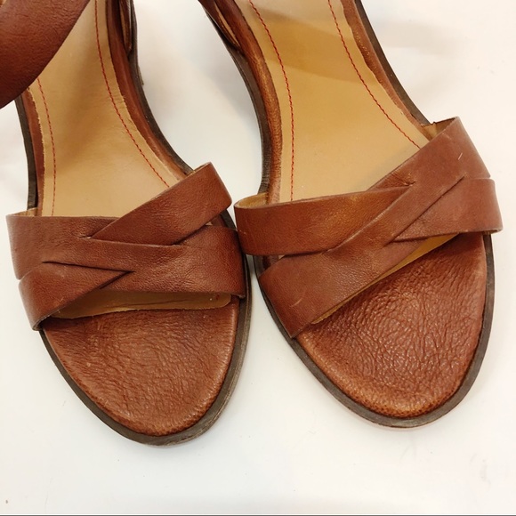 Trask Summer Brown Leather Heeled Sandal Sz 7 - Picture 2 of 7